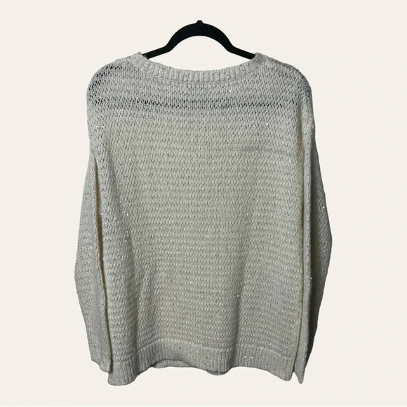 1240. NORDSTROM SIGNATURE CASHMERE/ALPACA/WOOL SWEATER SIZE SMALL CREAM/SEQUINS - Picture 6 of 10